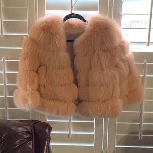 Luxurious Peach Real Fox Fur Jacket Size 2
